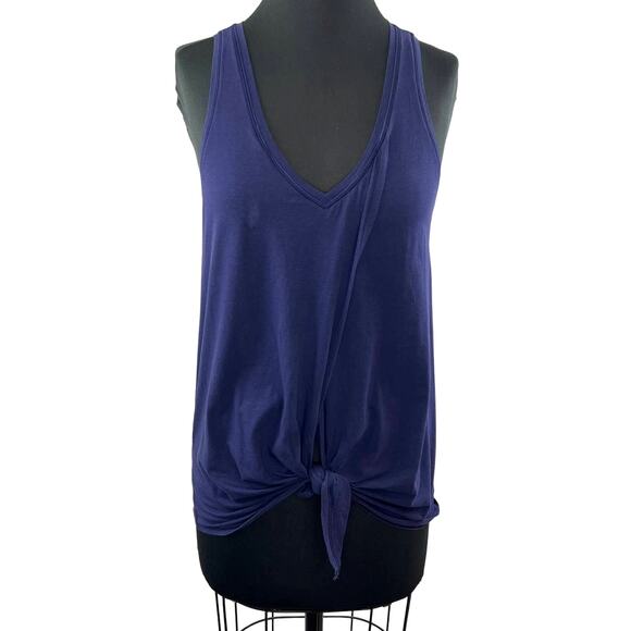 LULULEMON Royal Blue Sleeveless V-Neckline Tie Front Athletic Tank Top Size 4 - Picture 1 of 7